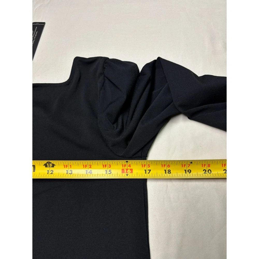 NWT Banana Republic Black Crepe Square Neck Puff Sleeve Top Womens S 439899-02-1